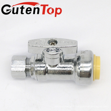 GutenTop haute qualité1 / 4 arrêt d&#39;angle de rotation pour la valve Push-Fit avec 1/2 pouce pousser x 3/8 pouces chromage Compression